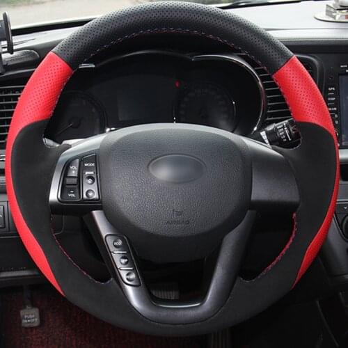 For Kia K5 2011-13 Kia Optima High Quality Hand-stitched Anti-Slip DIY Steering Wheel Cover