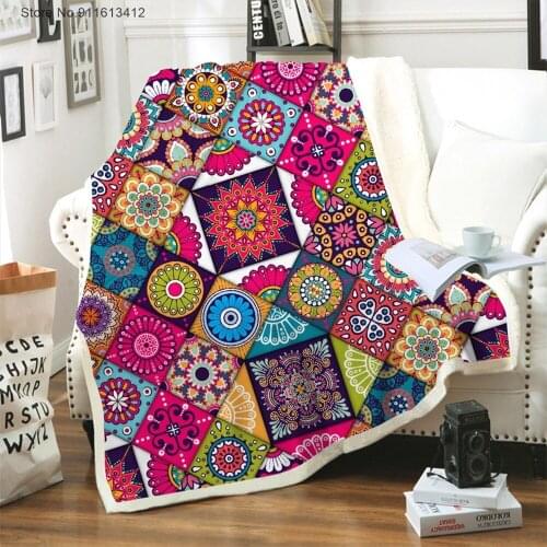 Double Sided Flannel Woven Blanket Sofa Towel Blanket Thickened Warm Blanket Bohemia Boho Throw Blanket Bed Travel Retro Decor