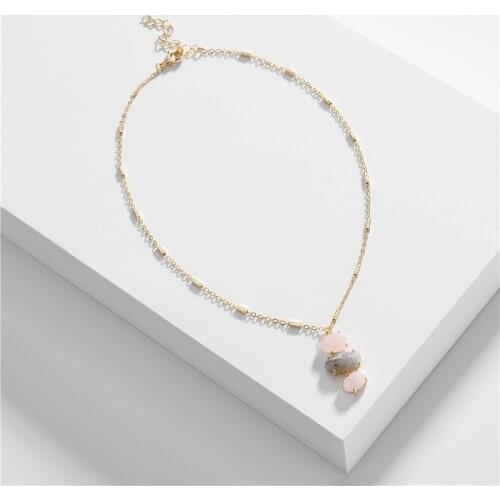 Faceted Natural Quartz Labradorite Stone Pendant Delicate Necklace for Women