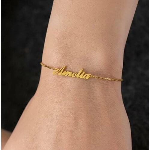 Name Bracelet Personalized Old English Bracelet For Women Custom Jewelry Box Chain Kids Nameplate Hand Link BFF Gift Bileklik