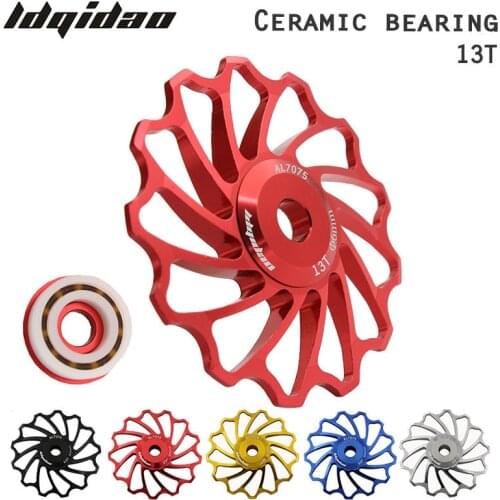 Cycling bike ceramics bearing Jockey Wheel Rear Derailleur Pulley 13T 7005 Aluminum alloy bicycle guide pulley ceramic bearing