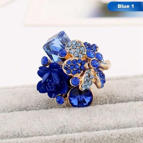 Flower Ring For Women Hot Sale Crystal Fashion Party Ring Colorful Jewelry Trendy Adjustable Womens Ring