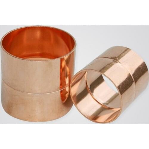 6.35mm-38mm End Feed Red Copper Welding Pipe Fittings Plumbing Straight Coupling For Water Gas