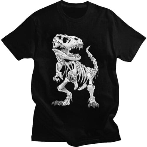Handsome T-Rex Skeleton Dino Bones T Shirt Short Sleeves Soft Cotton T-shirt Print Paleontologist Dinosaur Tees Fashion Tshirt