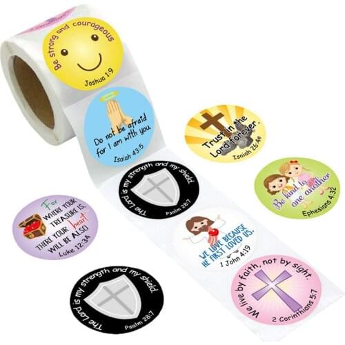 Round Childrens Toy Sticker Cartoon Cross Sticker Classic Slogan Encouragement Reward Sticker Birthday Party Gift Decoration