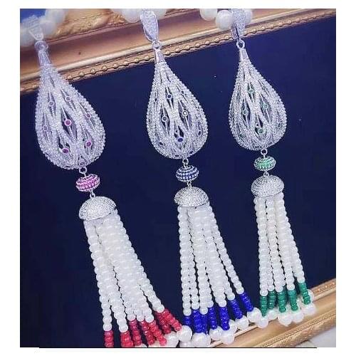 Hot sell new 80cm 7-8mm natural white freshwater pearl multilaye necklace zircon accessories fashion jewelry