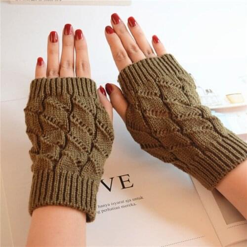 Fashion Women Fingerless Knit Gloves Half Finger Wrist Arm Protect Mittens Autumn Winter Twist Warm Long Glove