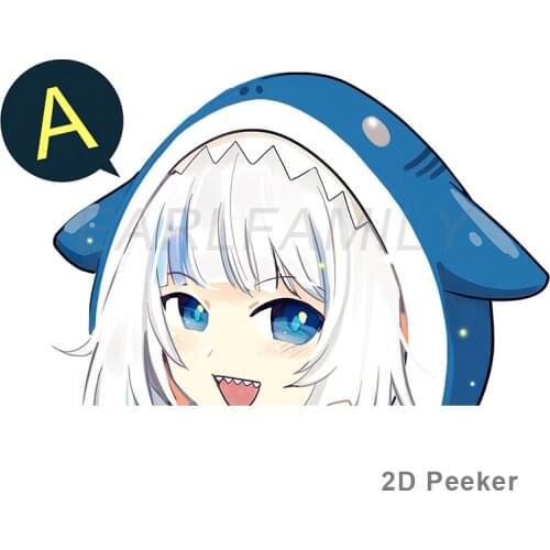 Cartoon Gawr Gura Hololive Peek Motorcycle Car Stickers VAN Decal Personality Waterproof Car Wrap Decor Sun Protection Anti-UV