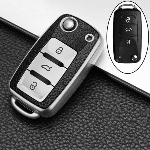 New TPU Leather Car Key Case Shell For Volkswagen VW Golf Polo Jetta MK6 Passat Lavida B5 B6 B7 EOS Scirocco Tiguan Octavia Seat