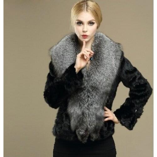 New genuine mink fur coat with big fox fur collar winter mink fur waistcoats women short plus size Free shipping H648