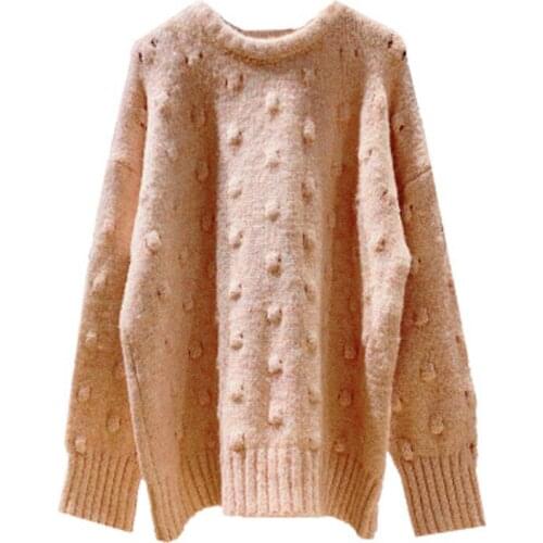 Newest Women Pullover Sweaters Sweet O-Neck Long Sleeve Knitted Loose Sweater Tops Winter Ladies Jumper Swearters