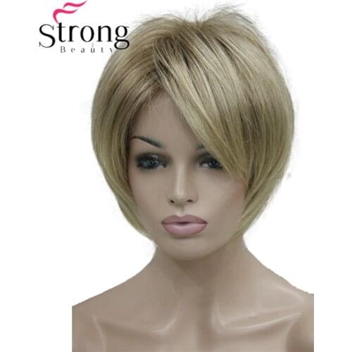 StrongBeauty Short Layered Blonde Thick Fluffy Full Synthetic Wig Heat Ok COLOUR CHOICES