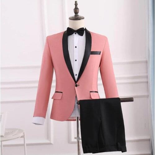 Singer star style dance stage pink groom clothing for men suit set with pants 2020 mens wedding suits costume formal dress tie