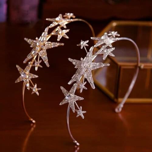Baroque Crystal Wedding Headband with Long Earring Bridal Tiaras Crown Set Wedding Hair Accessory Prom Headdress