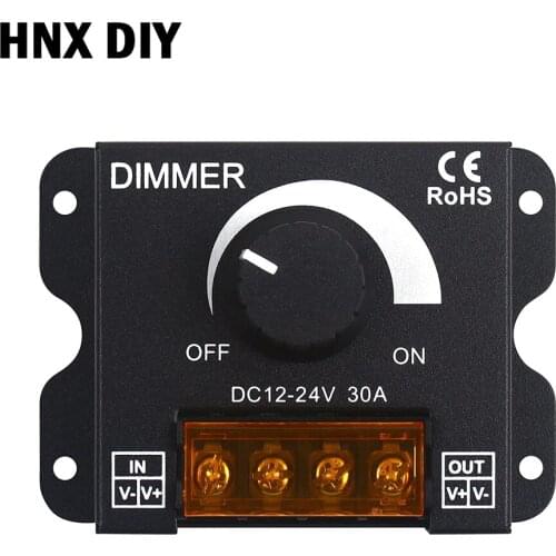 30A DC 12V 24V 360W LED Dimmer Adjustable Brightness Lamp Bulb Strip Driver Single Color 30A/360W Light Power Supply Controller