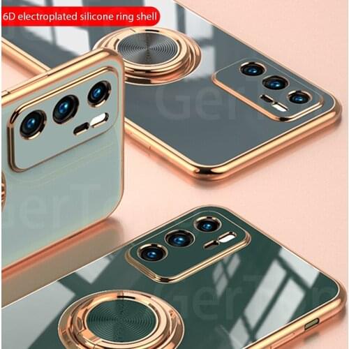 Luxury Plating Silicone Case For Huawei P30 P40 Pro P40 P30 Pro For Huawei P40 Pro+ Soft With Ring Holder Stand Cover For huawei