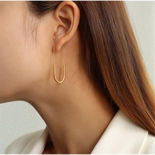 316L Stainless Steel Retro Paper Clip Earrings Female Niche Design Simple And Generous Earrings No Fade