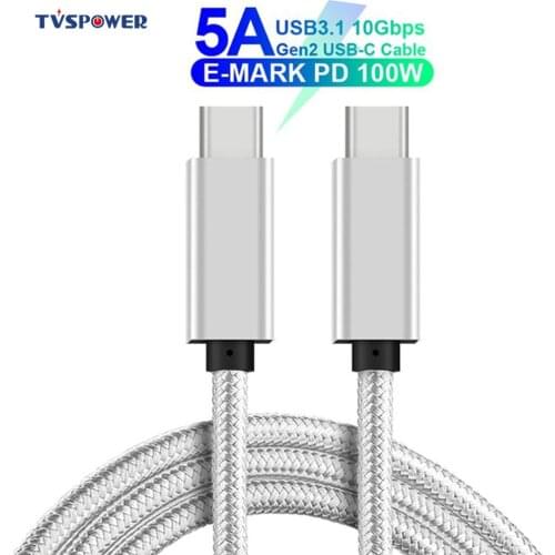 USB3.1 Type c 5A 100W PD Cable QC 4.0 3.0 Quick Fast Charging Cable 10Gpbs Phone Data 4K Audio Wire Charger for Macbook Samsung