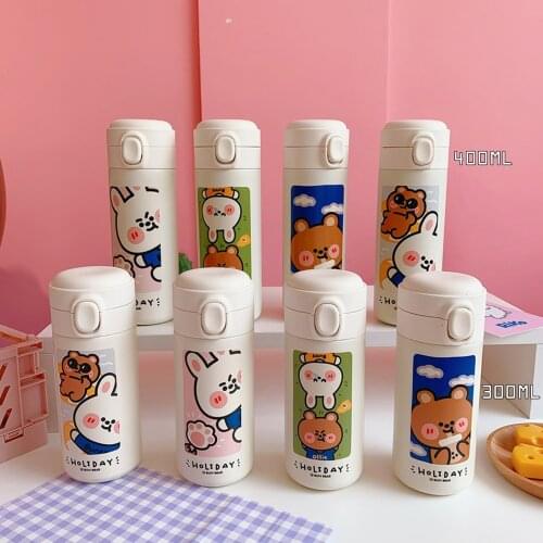 Leuke Koreaanse Stijl Thermosfles Creatieve 304 Rvs Fles Vacuüm Cup Voor Vrouwen Reizen Cup Kawaii Mode Water Flessen
