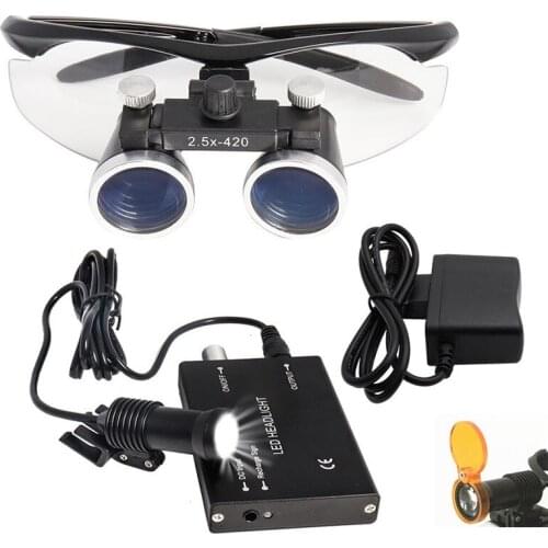Dental Headlamp Filter 5W Medical Headlight+2.5/3.5X Magnifying Glass Medical Magnifier Surgical Dental Loupes Plastic Surgery