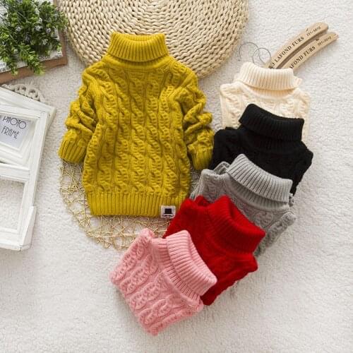 DIIMUU Fashion Toddler Kids Baby Girls Boys Sweaters Children Casual Turtleneck Pullovers Knitting Tops Cotton Outerwear Coats