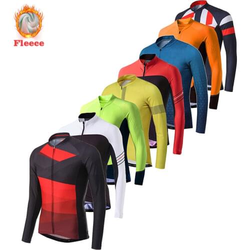 Korea Men Cycling Jersey 2021 Winter Thermal Fleece Long Sleeve Road Bike Jersey MTB Downhill Cycling Clothing Maillot Ciclismo