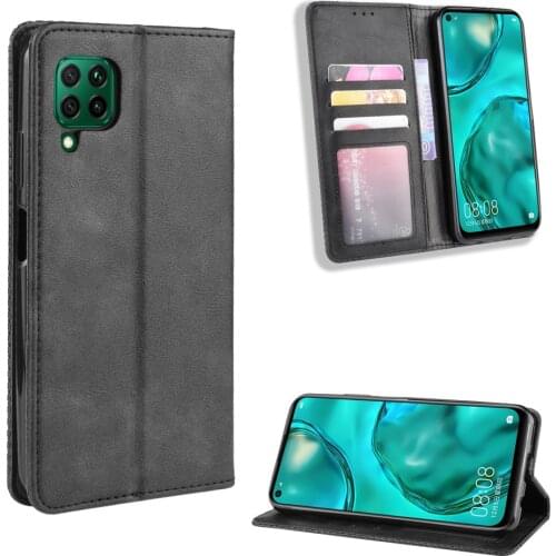 Retro Slim Leather Flip Cover For Huawei P40 Lite Case Wallet Card Stand Magnetic Book Cover For Huawei P 40 Lite Phone Cases