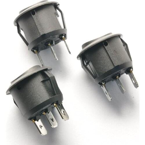 Rocker round Switch KCD1-105 10A/125V 6A/250V Black 3p 3 files (10pcs)
