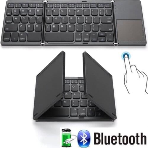 Smart Folding 64 Keys Office Keyboard Bluetooth-compatible Wireless Rechargeable Keypad With Touch Pad For PC Android Ios Tablet