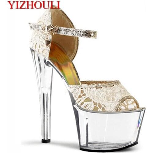 Women high heel sandals fashion lady dress patent leather wedge brand sexy shoes Hot sell 17cm