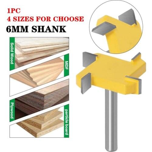 1pc 6mm Shank 4 Edge T Type Slotting Cutter Woodworking Tool Router Bits For Wood Woodworking Milling Cutter