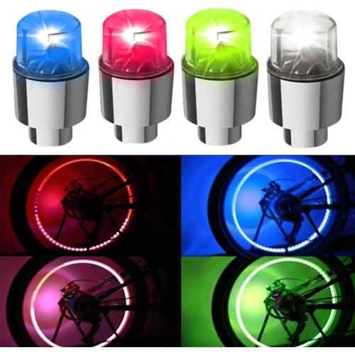 2/4PCS Car Wheel Tire Valve Caps LED Lights Bike Motocycle Tire Hub Lamp 4Color Tyre Valve Cap Flash Spoke Light Car Accessories