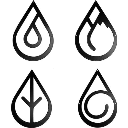 Four Elements Yoga Meditation Wall Painting Black White And Cream 4 Pieces Wood Trend Room And Home Decoration enhanced