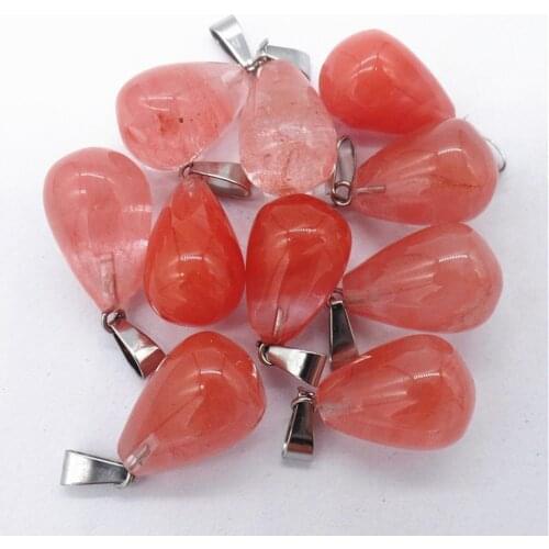 50Pcs 18x13mm Wholesale Red Cherry Quartz Teardrop Pendant Bead DIY Earrings Handmade Jewelry Accessories S702