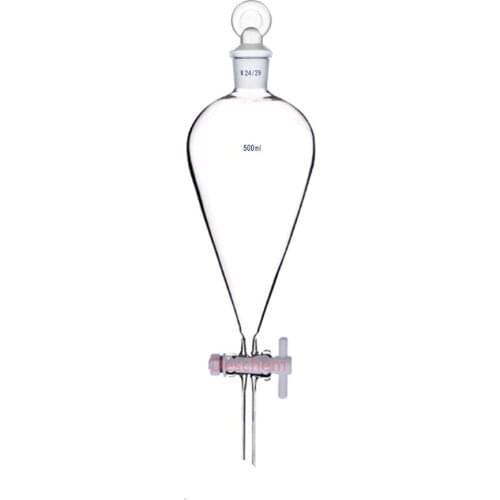 500ml,24/29,Lab Glass Separatory Funnel,Pyriform Pear Shape,Drop Tube,PTFE Stopcock