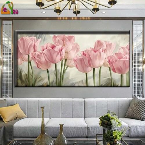 5D Diy Diamond Embroidery Pink Lily Full Diamond Inlaid Diamond Art Painting Flower Mosaic Picture Home Decoration Handmade Gift