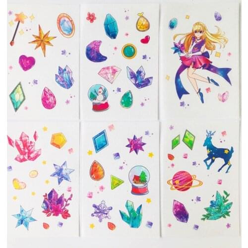 6 Sheets /Pack Fantastic Diamond Girls Decorative Stickers Phone Car Styling Decorative Stickers