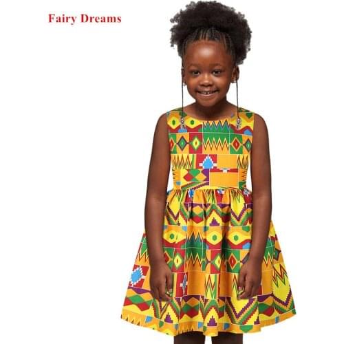African Dress Girl Traditional African Clothing Dashiki Ankara Kid Kawaii Sundress Elegant Children Print Summer Style 2020