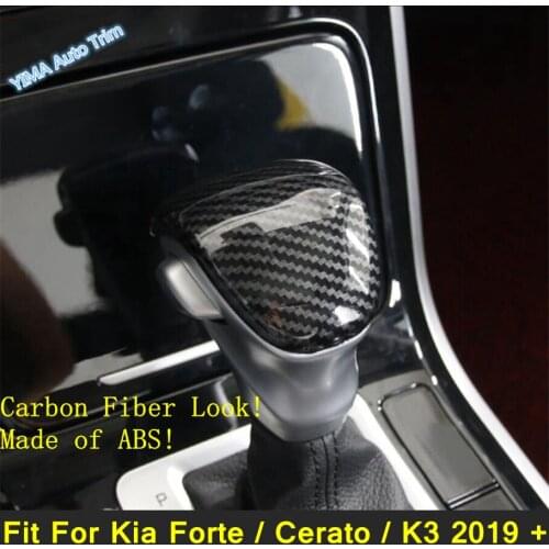 Lapetus Auto Styling Gear Lever Shift Knob Cover Trim ABS Fit For Kia Forte / Cerato / K3 2019 - 2021 Carbon Fiber Accessories