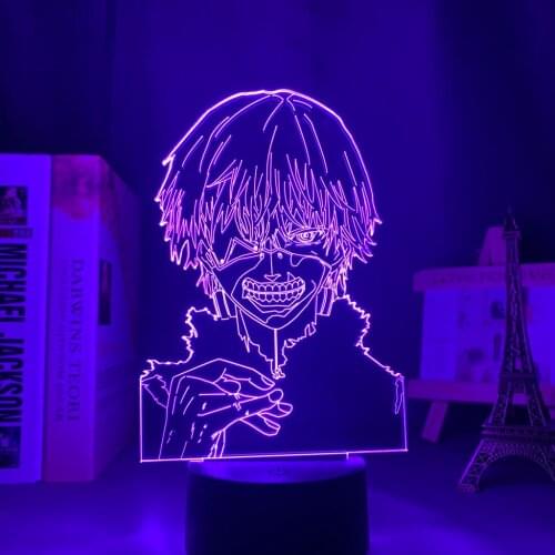 Anime 3d Lamp Tokyo Ghoul Ken Kaneki for Bedroom Decor Nightlight Cool Birthday Gift Acrylic Led Night Light Tokyo Ghoul Gift