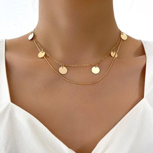 Aprilwell Gothic Choker Necklace For Women Aesthetic Gold Chain Layered Pendant Collier Femme 2021 Jewelry Sets Gift EGirl