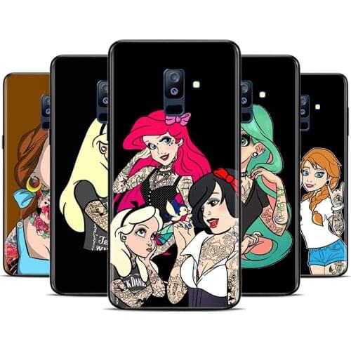 Tattoo princess For Samsung Galaxy A9 A8 Star A8S A7 A6 A6S A5 A3 Plus 2018 2017 2016 A750 Black Phone Case