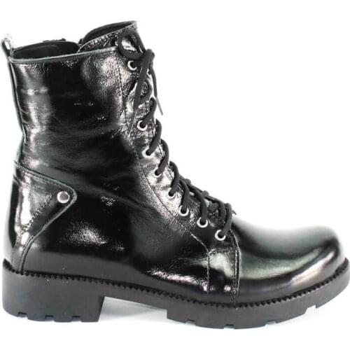 Modabuymus Genuine Leather Black Patent Leather Female Soldier Postal Boat-Taranwol