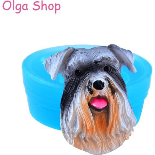 DYL118 3D Dog Head Silicone Mold Animal Head Push Flexbile Mold 46mm - Cake Decoration Candle Sugarcraft Molds, Mold