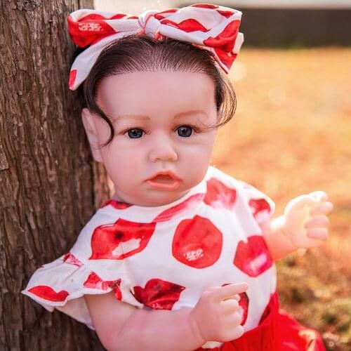 Hoomai Lovely 23" Reborn Baby Dolls Silicone Soft Body Fashion Doll for Kids Christmas Gift Best Playmates