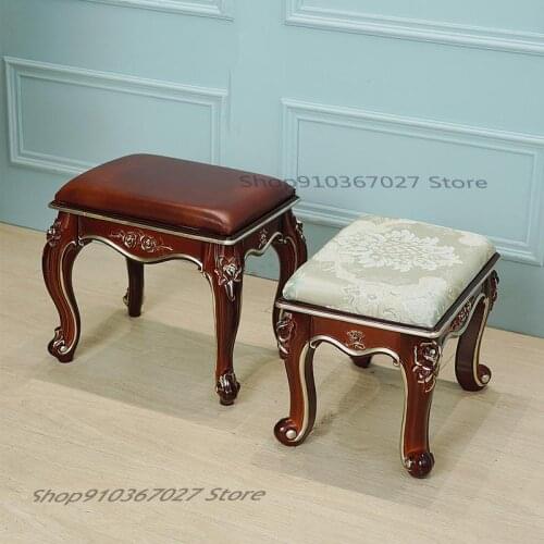 European-style Coffee Table Stool Household Fabric Round Stool Creative Baby Low Stool Living Room Shoe Changing Stool