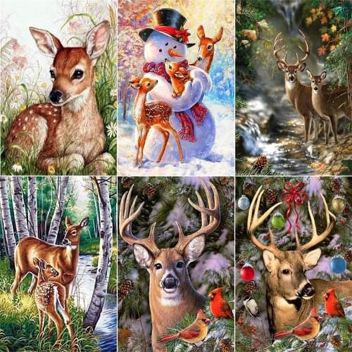 XUEQIXIAOZU Full Round Animal Deer Diamond Embroidery 5D DIY Diamond Painting Mosaic Home Decoration Gifts 2020 New