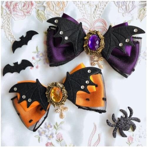 Bats and bats attack Halloween side clip cute witch headdress Handmade Cosplay Lolita Christmas Porps Hairpin Hair Accessories