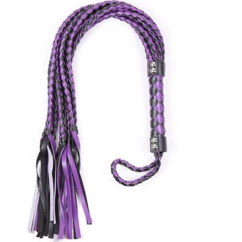 Purple Leather Weave Spanking Slave Whip Adult Games BDSM Bondage Restraints Flogger Sex tools Erotic Toys For Sex Couple