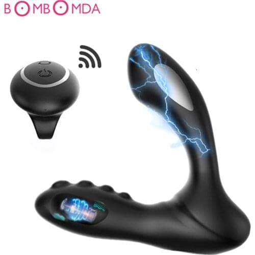 Electric Shock Male Prostate Massager Anal Vibrator For Man Masturbator Dual Motor Wireless Remote Control Adult Sex Toy for Man